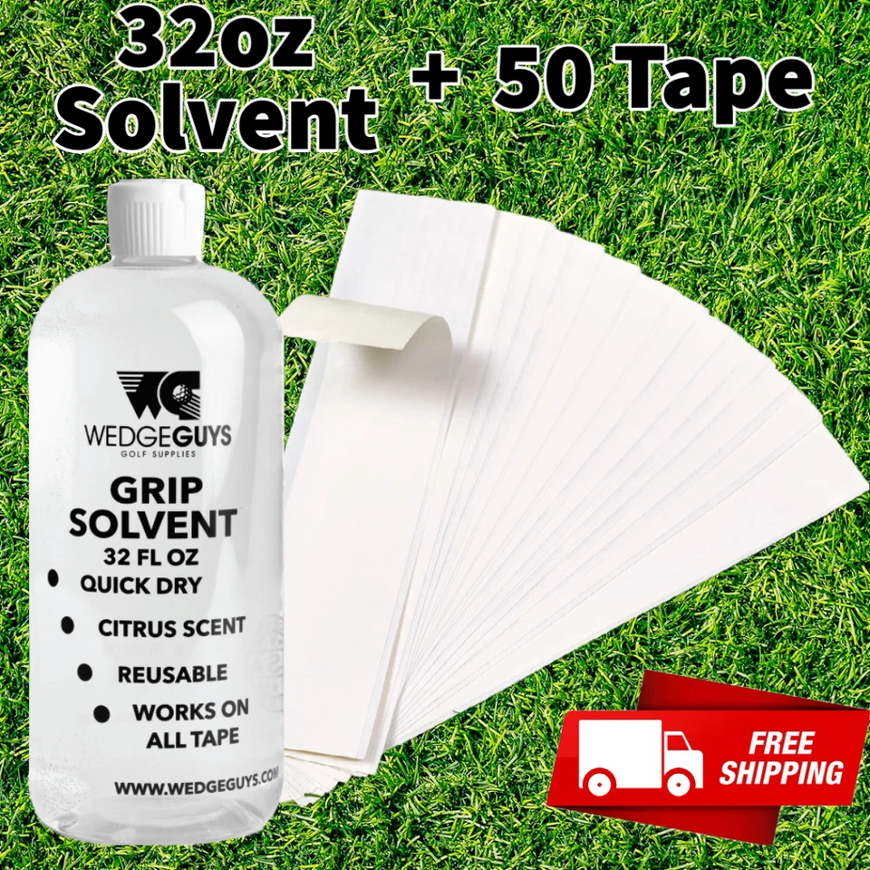 Golf Club GRIP KIT 50 (2"x10") Grip Tape Strips- 32 oz Solvent-Instructions