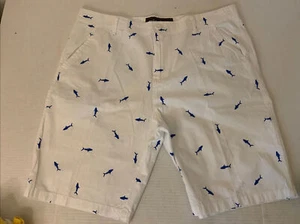 Galaxy by Harvic Mens Shorts White W/ Sharks Print Size 38 Nice! - Picture 1 of 5