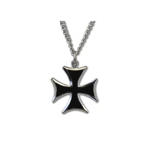 Maltese Cross Surfers' Cross Black on Pewter Cosplay Pendant Necklace NK-5 - Picture 1 of 7