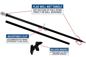 6 FT Flag Pole Kit for House with Bracket for American Flag Heavy Duty Outside - Picture 1 of 3