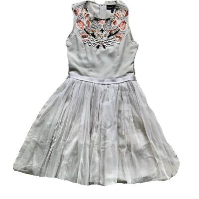 Vestido Top Aguja e Hilo Multicolor Joya Lentejuelas Talla 2 Beige Falda Tul Foto 1 de 4