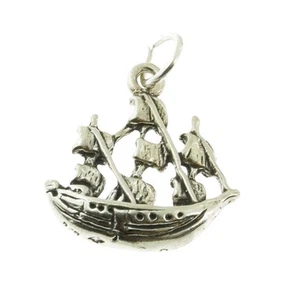 925 Sterling Silver Historic 17th Century Ship Charm Made in USA - Picture 1 of 3