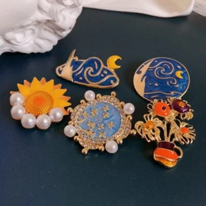 Broche Retro Luna Sol Hombres Mujeres Fiesta Ropa Accesorios Broches Regalo - Imagen 1 de 11