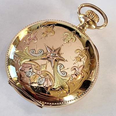 R9 RARE SPECTACULAR ILLINOIS 14k MULTICOLOR GOLD DIAMOND HUNTER RUNS A+! - Image 1 of 4