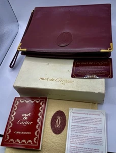 Awesome Cartier clutch bag Brass Corners + Box Card Booklet Must De Cartier Line - Picture 1 of 14