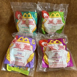 Cuatro clips de juguete suave Winnie The Pooh 1999 McDonald's Happy Meal de Disney sellados - Imagen 1 de 15