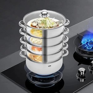 Vaporiera a 5 livelli in acciaio inox: vaporiera multistrato per zuppe e alimenti grande capacità - Foto 1 di 14