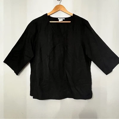 Top de algodón y lino cuadrado de gran tamaño minimalista limpio Lagenlook 1X Foto 1 de 4