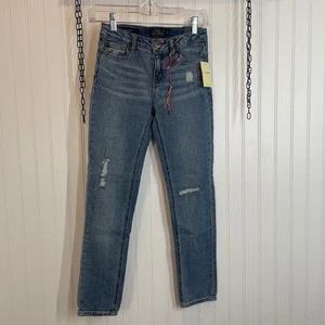 NWT Lucky Brand Girls Medium Wash Blue Mild Distressed Skinny Jeans Size 12 - Picture 1 of 5
