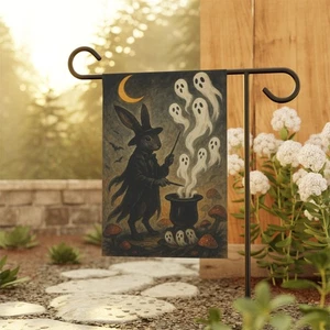 Halloween Zauberer Hase Garten Flagge mit Geisterkessel gruselig Herbst Hof Deko - Bild 1 von 11