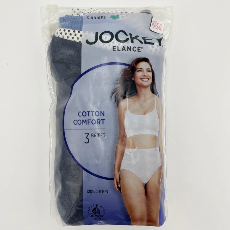 Jockey 3 Briefs Panties Cotton waistband 1486 Floral Peach dot mix sz 10