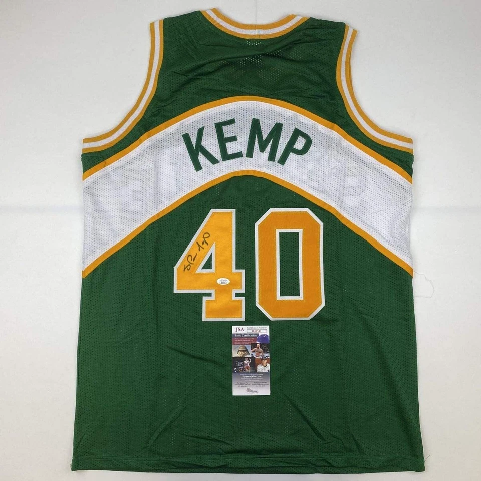 Autographed/Signed SHAWN KEMP Seattle Green Basketball Jersey JSA COA Auto - Image 1 of 4