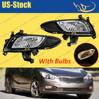 Par de luces antiniebla y biseles de cubierta para parachoques delantero con bombillas para Kia Forte 2014 2015 2016 Foto 1 de 4