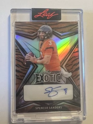 🔥Spencer Sanders🔥2022 Leaf Exotic Tiger Stripe Auto /10 #BA-SS1 Oklahoma State - Image 1 of 2