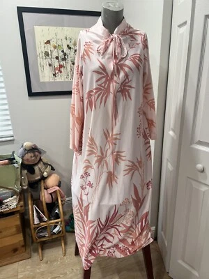 De Colección Miss Elaine Bata Caftán Maxi Hecho en Unión Años 70 Tropical Cremallera Poli Talla Grande Foto 1 de 4
