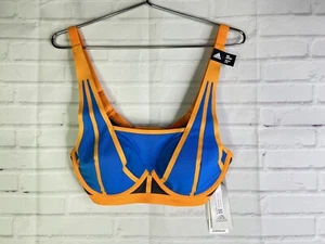 adidas TLRD Impact Luxe Training High Support Sports Bra Blue Orange Womens 34C - Picture 1 of 13