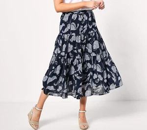 2369 Falda Midi Encore by Idina Menzel Punto Desplazamiento Regular En Niveles MEDIANOCHE talla XL - Imagen 1 de 1