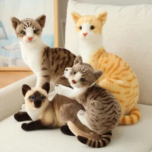 Realistic Stuffed Siamese Cat Toy, Lifelike Shorthair Cat Decor Gift Free Shippi - Picture 1 of 9