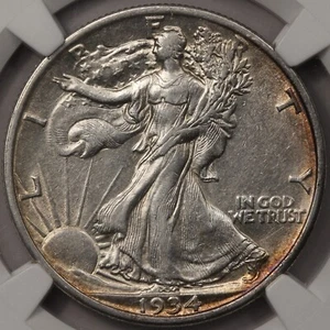 1934-D Walking Liberty Half Dollar NGC AU-58 - Light Album Toning! - Picture 1 of 4