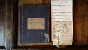 1919 ANTIQUE NOTEBOOK WWI NAVY HMAS AUSTRALIA PETTY OFFICER HAWK ENGINEER NOTES - Picture 1 of 19