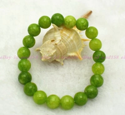 Handmade Natural Peridot Balance Bracelet Round Beads Healing Reiki Gift - Image 1 of 4