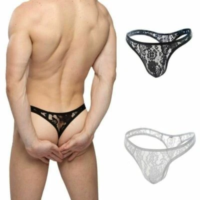 Men's thong Sexy Lingeries Men Underpants Low-Waisted Lace Lingerie Pants Briefs - image 1 of 4