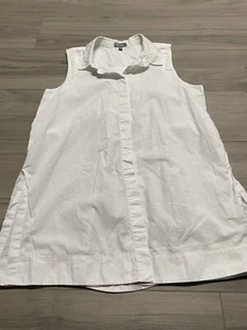 Neiman Marcus Cotton Tunic WHITE Sleeveless Swim Cover Dress, Size XL EUC - Picture 1 of 14