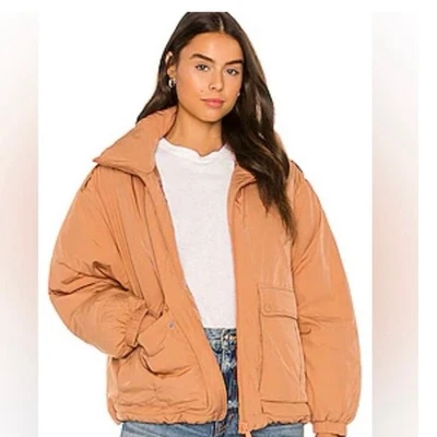 Jaqueta Bombardeiro Feminina WE THE FREE PEOPLE XS Oversized Edredom Doe Peach FALHA - Imagem 1 de 4