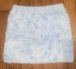 Dolls Kill Club Exx Faux Angora Fuzzy Blue Bodycon Minirock 1X - Bild 1 von 4