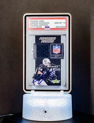 Charles Woodson 2002 Score Franchise Telas #FF-4 / PSA Autógrafo GEMA MT 10 Foto 1 de 4