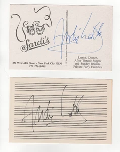 Watts, André PIANIST lot 2 signed: Sardi's NY post card & index card Andre Watts - Picture 1 of 3