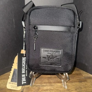 True Religion BUDDAH MAN Travel Sling Crossbody Festival Bag Small Black NWT - Picture 1 of 4