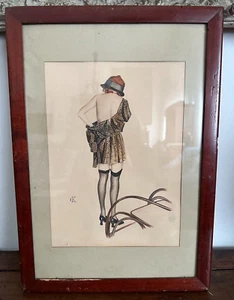 Antico quadro  -acquarello -Donna che si veste -primi '900 / Belle epoque  / - Foto 1 di 9