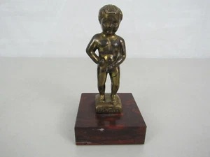 Vintage Bruxelles Brass Figure Statue-Marble Base 4 1/2" - Picture 1 of 7