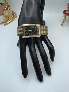 ELGIN DIAMOND Men's Watch Gold Tone Quartz FG1027 Extra Links Rectangular 30 mm - Picture 1 of 10