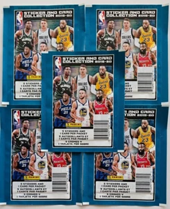 5 Factory Sealed Packs 2019-20 NBA Panini Sticker & Card Collection New - Picture 1 of 2