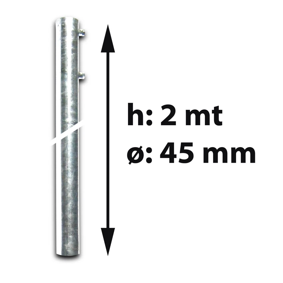 DINA FAVA Palo singolo rinforzato lunghezza 2 mt diam. 45 mm per antenne TV e Wi-fi