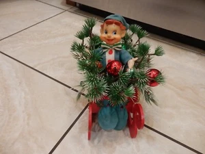 Vintage  Christmas Pixie Elf  on the Slide  Japan 10" x 8" - Picture 1 of 8