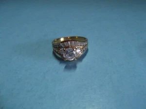 Anillo de joyería de moda banda tono dorado con piedra redonda de vidrio blanco talla 8 - Imagen 1 de 8
