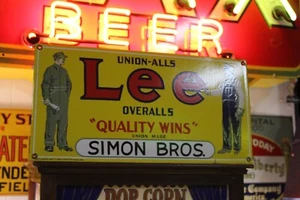 SELTEN LEE OVERALL UNION QUALITÄT GEWINNT HÄNDLER PORZELLAN BLECHSCHILD ARBEITSKLEIDUNG DENIM - Bild 1 von 13