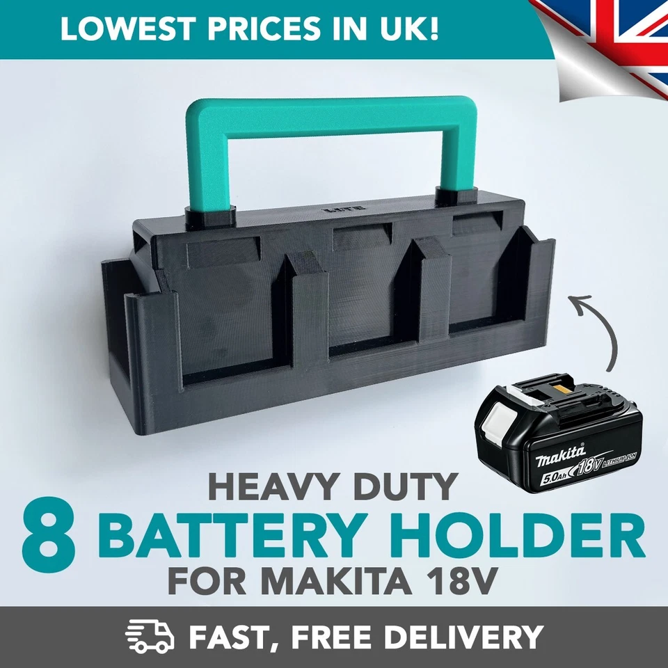 8 porta batteria per cassetta attrezzi Makita 18v porta caddy - resistente!