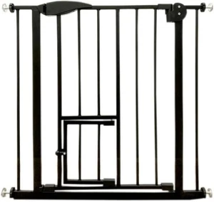Barrière de sécurité pour bébé animal chien barrière escalier avec rabat chat ardoise porte de protection 75 x 82 cm - Photo 1/9