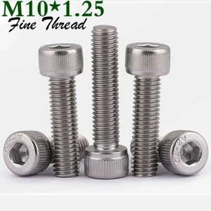 M10 x 1.25 Fine Thread A2 Stainless Steel Allen Hex Socket Head Cap Screws Bolts - Picture 1 of 12