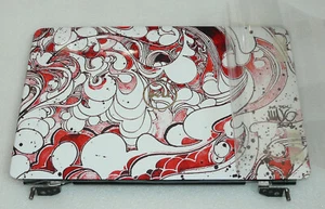 NEW GENUINE DELL INSPIRON 1545 1546 DESINER WHITE RED LID TOP COVER HINGES J331R - Picture 1 of 2