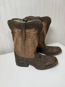 Ariat Buscadero Cowboy Boots Youth 4 Brown - Picture 1 of 11