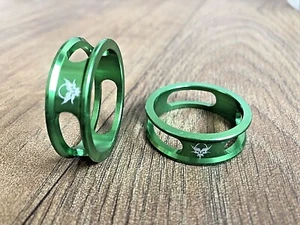 headset spacers 2 x 10mm Anodised Green 1 1/8th alloy Threadless Steerers - Picture 1 of 5