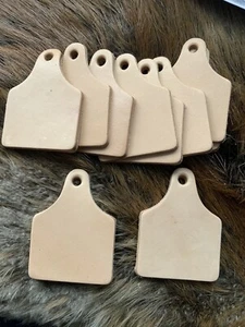 LEATHER cow tag key fob blanks, 8 Ounce Veg Tan Tooling Leather, Crafts 10/set - Picture 1 of 4