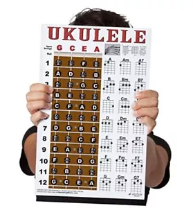 Laminated Ukulele Fretboard Notes & Easy Beginner Chord Chart 11"x17" - Picture 1 of 8