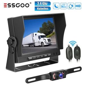 Rückfahrkamera Funk Kabellos Nummernschildkamera mit 7 Zoll LCD Monitor KFZ Auto - Bild 1 von 12