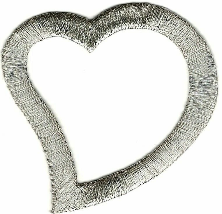 2 1/2" x 2 1/2" Metallic Silver Cut Out Heart Embroidery Patch - Image 1 of 1